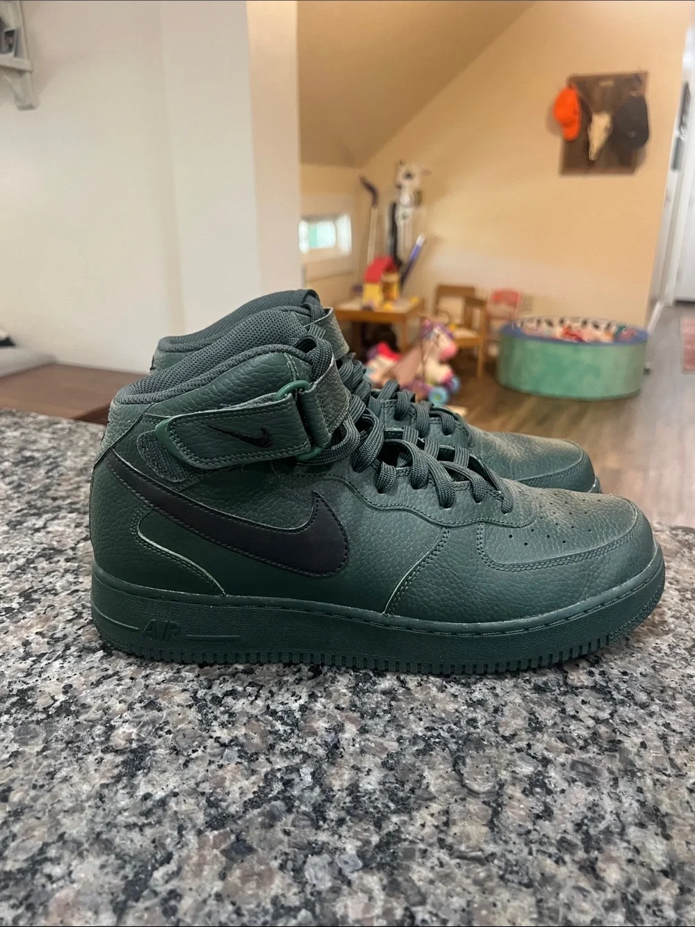 Nike High Top Sneakers in Forest Green with Black Swoosh